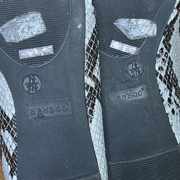 Bamboo Snakeskin Print Pointed Toe Flats 7.5 Loafers Y2K Slip On Shoe mobwife - Picture 10 of 11